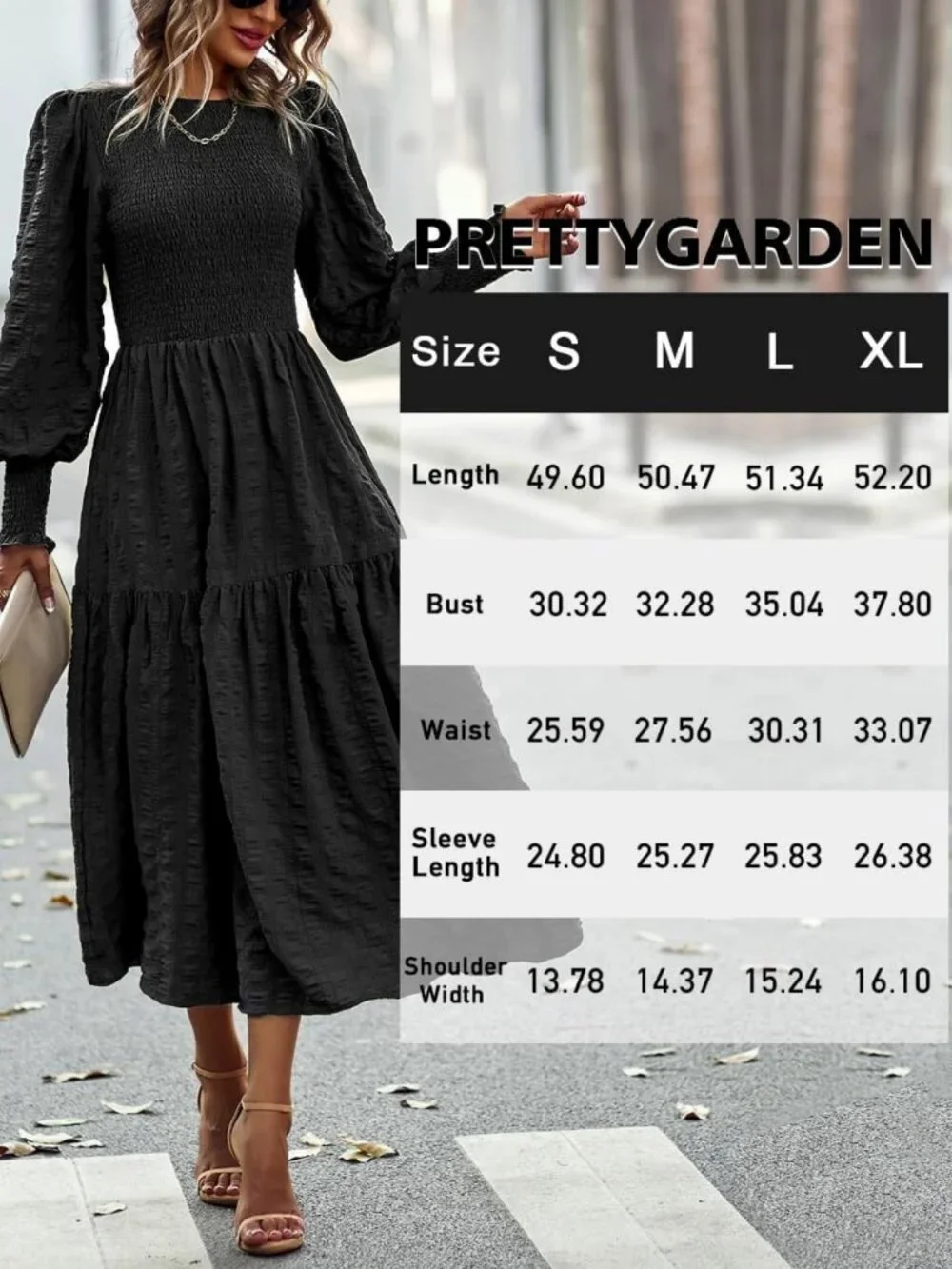 Spring Puff Long Sleeve Maxi Dress - Smocked Empire Waist, Tiered A-line, Flowy